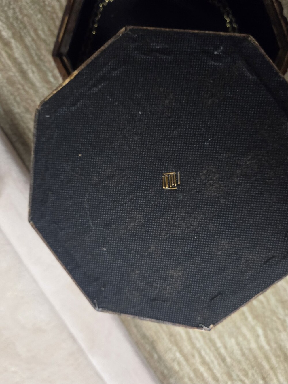 Vintage Octagonal Wooden Trinket Box Folk Art Cross Stitch Floral Geometric Boho - Picture 7 of 8